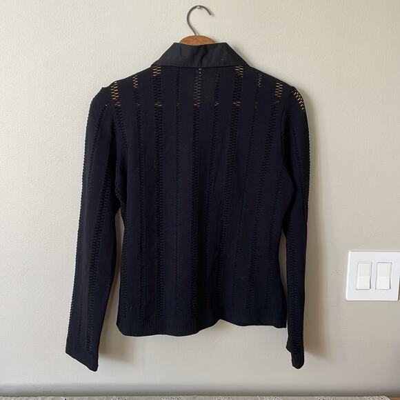 RAVEL Textured Full-Zip Black Long-Sleeve Polo Size L - Picture 4 of 4